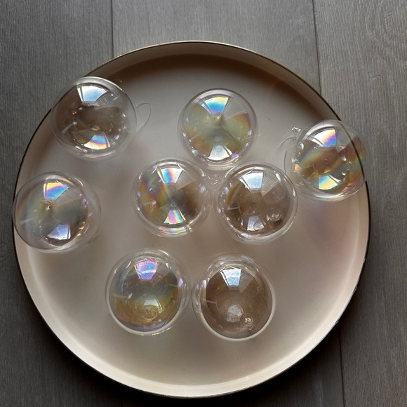 Crate&Barrel IRIDESCENT Set/4 Blown Glass Balls Ornaments 🎄💫 - Picture 1 of 4